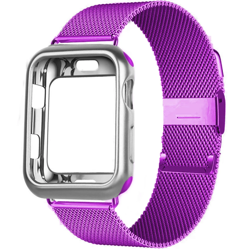 Чехол с магнитной петлей + ремешок для apple watch band 44 мм 40 42 41 45 38 металлический