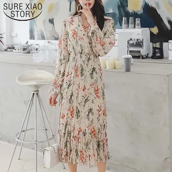 

2020 Spring New Butterfly Sleeve Empire V-Neck Sexy Women Dress Long Sleeve Flora A-Line Office Lady Elegant Dress Robe 3277 50