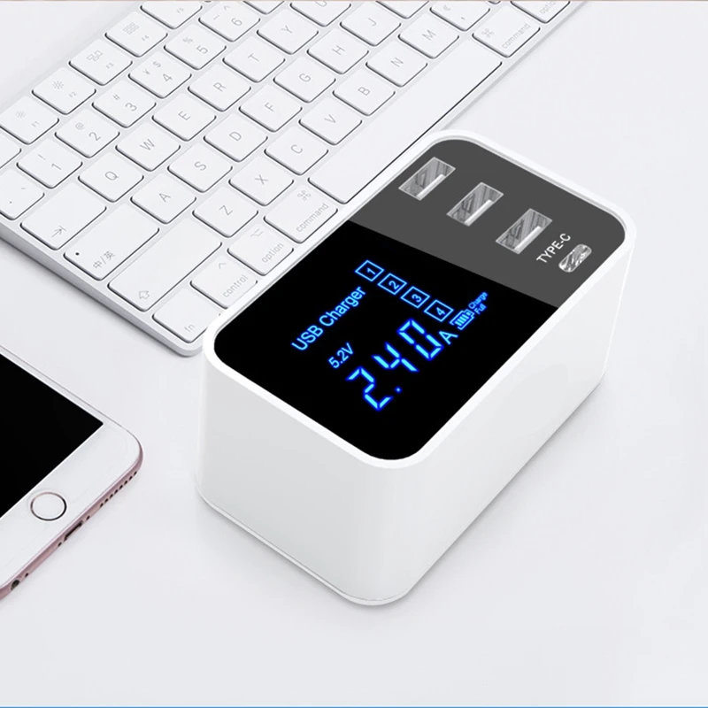 FFYY-Quick Charge 2,0 Smart type C USB зарядное устройство концентратор настенное зарядное устройство светодиодный дисплей Быстрая зарядка для мобильных телефонов для Iphone samsung USB Ada