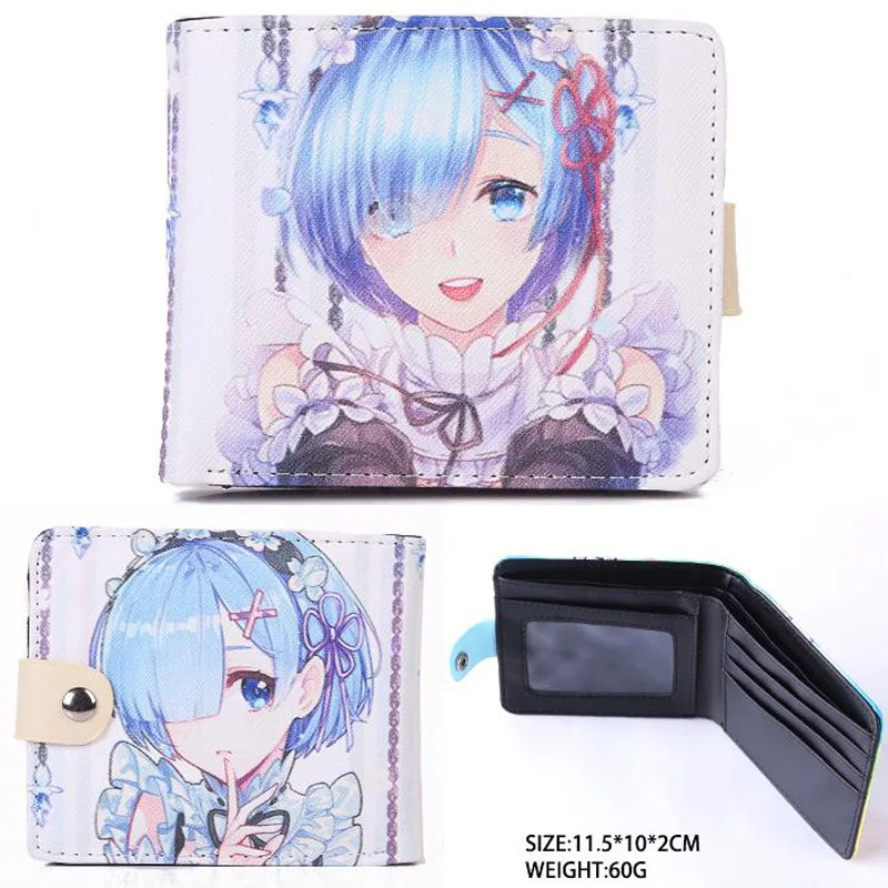 clutch wallet Anime Re:Life in a different world from zero Short Rem Wallet Ram Button Purse front pocket wallet Wallets