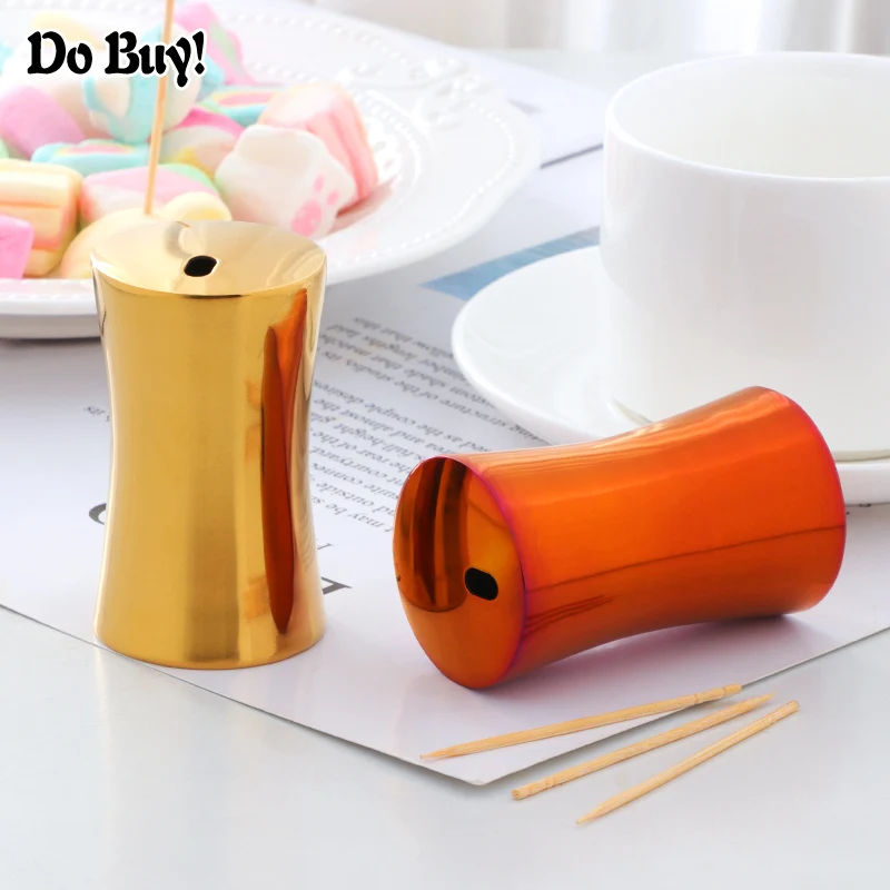 1 Pcs Toothpick Holder Container Straw Stainless Steel Table Toothpick Storage Box Gold Toothpick Dispenser Household Storage
