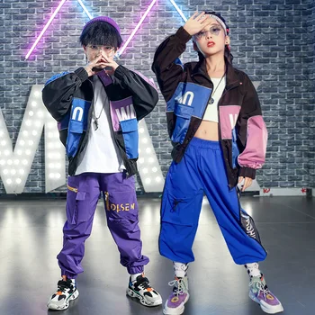 

Stage Competition Korean Style Jazz Hiphop Dance Costume Hip Hop Clothes Children Pop Street Dance Wear Suit for Kids Boys Girls
