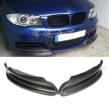 1 Series E82 Real Carbon Fiber Front Bumper Lip Spoiler Splitters Side Aprons For BMW E82 E87 E88 2008 2009 2010 2011 2012 2013