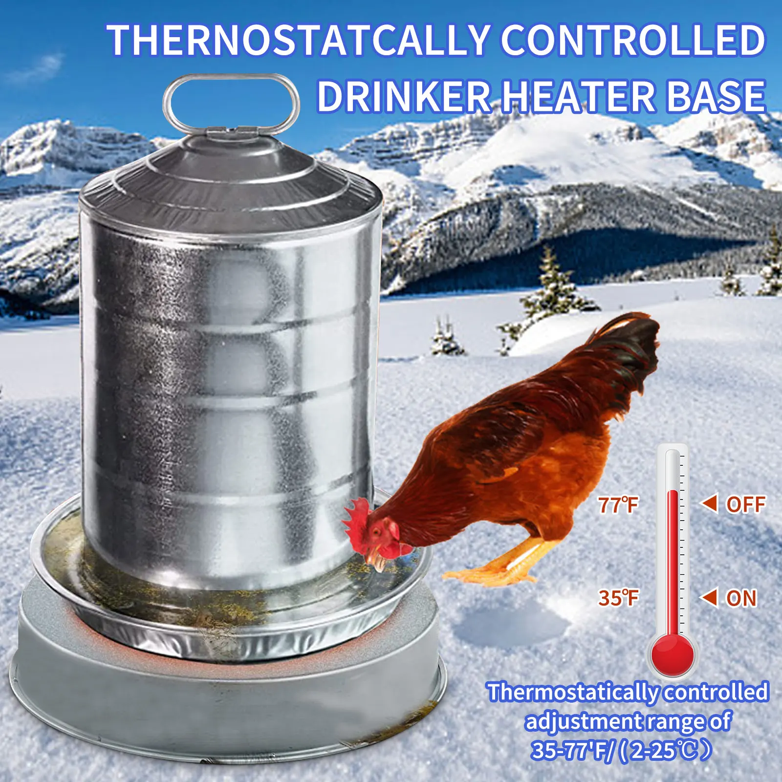 Water Heater Base Poultry Waterer Drinker Heated Base with Thermostat
