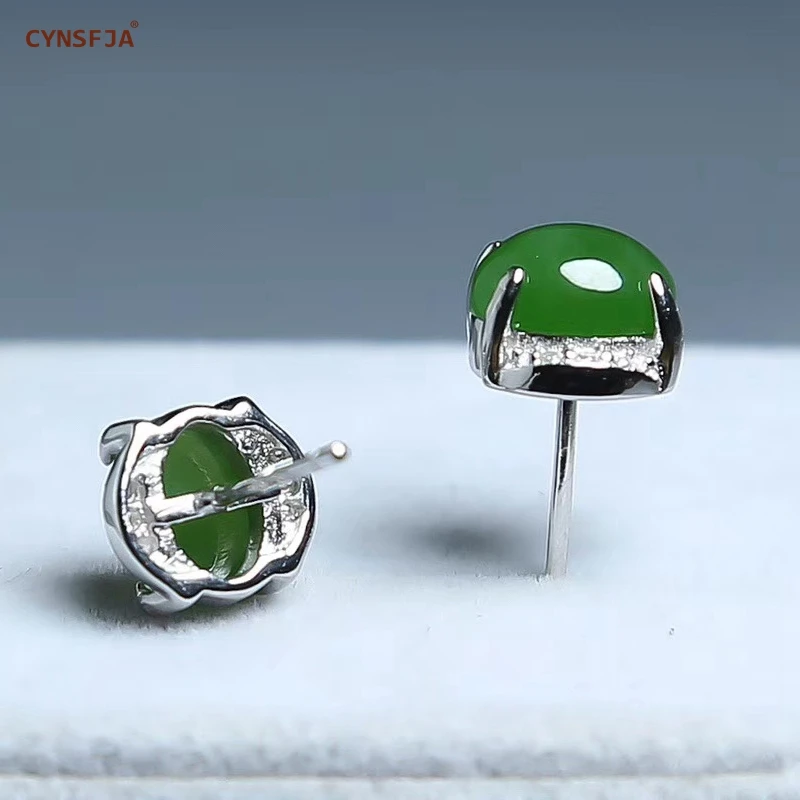 CYNSFJA Реал Certified(Hetian) нефрита Jade Jasper 925 пробы Серебряное кольцо ювелирные украшения Для женщин амулет зеленого нефрита серьги лучшие подарки