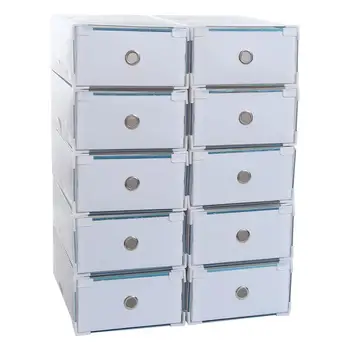 

(Spain) Fashionable Stripe Printed Drawer Boxes Case Transparent Shoes Box Organizer Sneakers Organization Storage Shoe Cabinet