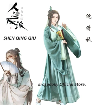 

Eraspooky Chinese Novel The Scum Villain’s Self Shen Qingqiu Cosplay Unisex Hanfu Dress Women Anime Costume Wig Chinese Fan
