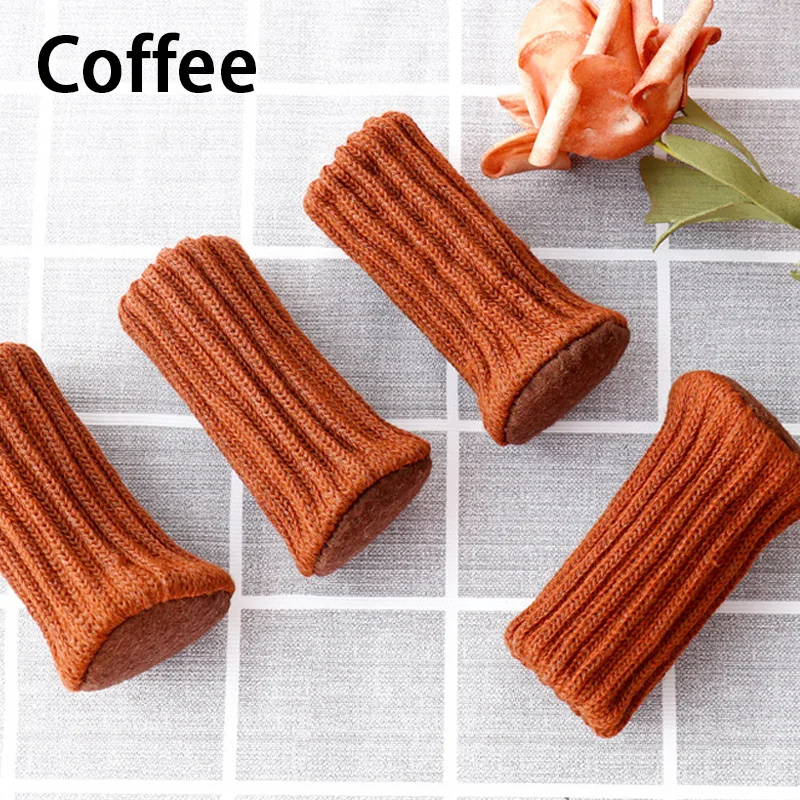 4Pcs/Set Table Chair Leg Covers Home Furniture Non-Slip Knitting Floor Protectors Table Chair Knitted Decor Foot Socks Protector