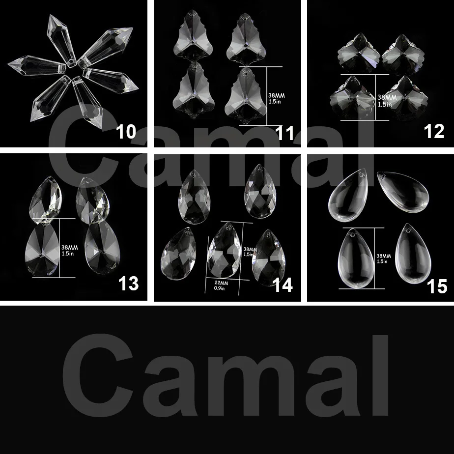 Camal 10 шт. 38 мм K9 Хрустальная подвесная призма Подвесная лампа детали освещения