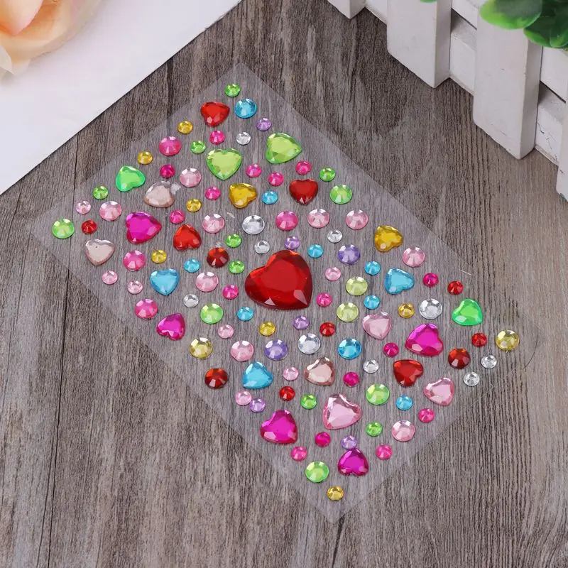 Сердце Форма стикер в виде бриллианта, кристалла DIY Наклейка Мобильный Art самоклеющиеся Скрапбукинг Стикеры s детские игрушки