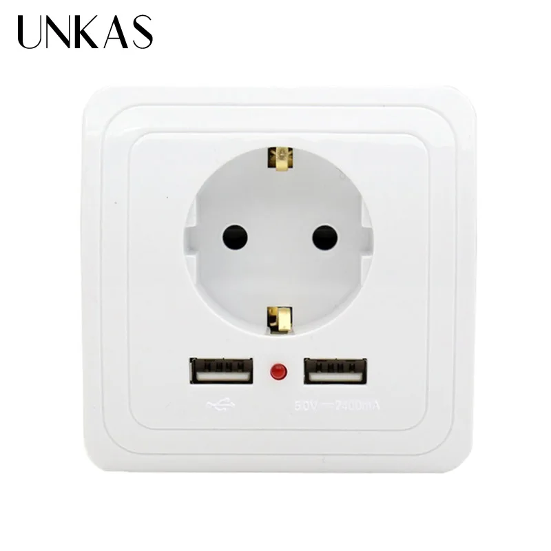 Socket-1 UNKAS умная домашняя настенная розетка 16А стандарт ЕС розетка с 2400ма двойной usb-порт для зарядки для мобильных устройств - Type: Socket-1