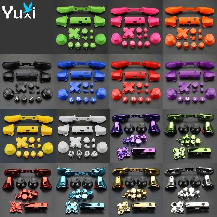 Сменные хромированные кнопки YuXi для Xbox One S набор аналоговых джойстиков ABXY Trigger