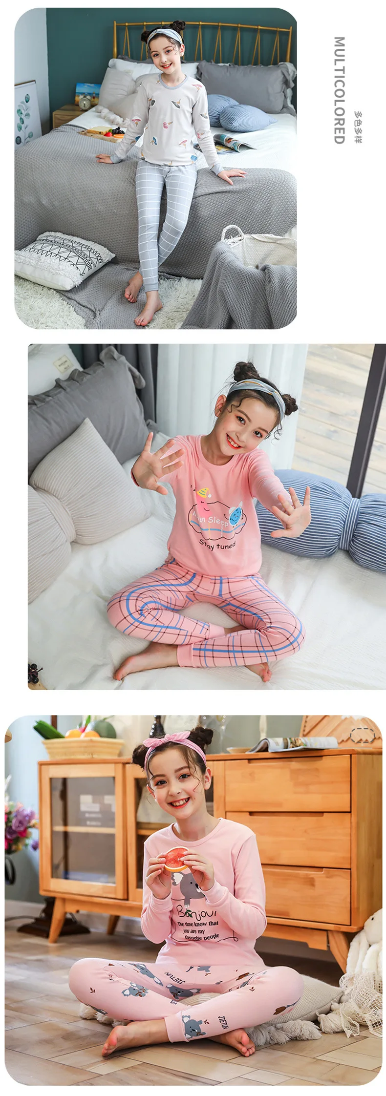 New Teenage Pajamas Cotton Clothes Sets Winter Animal Children's Pyjamas Set for Kids 10 12 14 16 18 Years Boys Girls Sleepwear pajama sets button up	