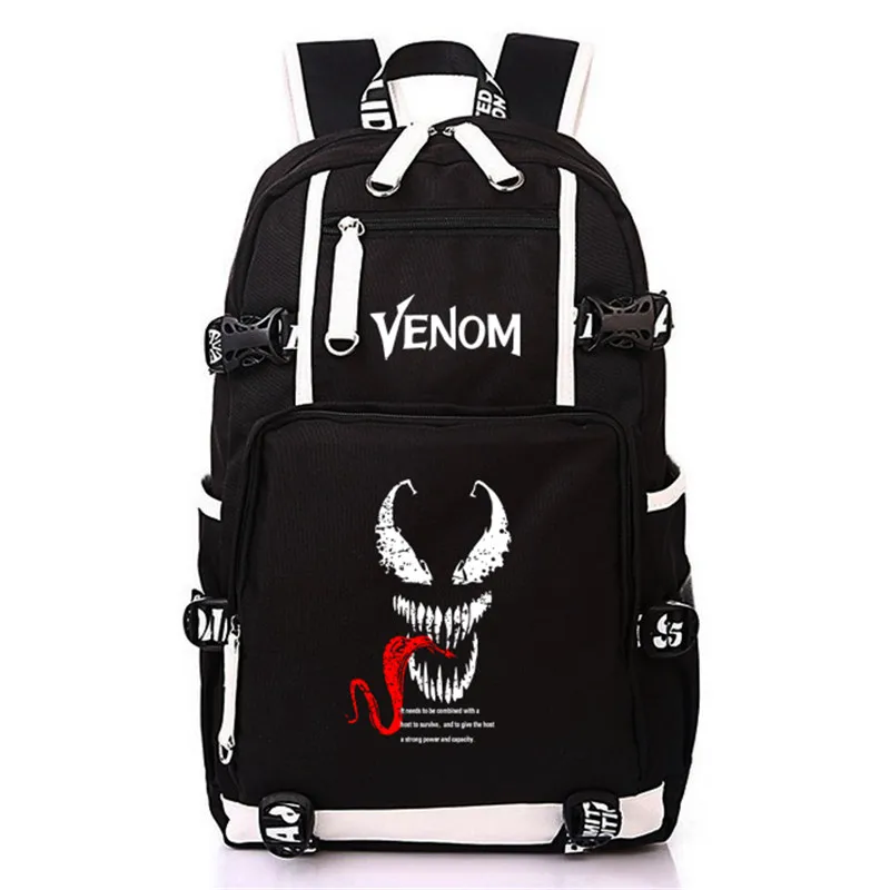 Светящиеся школьные сумки Venom, брезентовый Рюкзак с принтом супергероя, сумка для мальчиков и девочек, повседневный дорожный рюкзак для подростков, мужчин, женщин, студентов