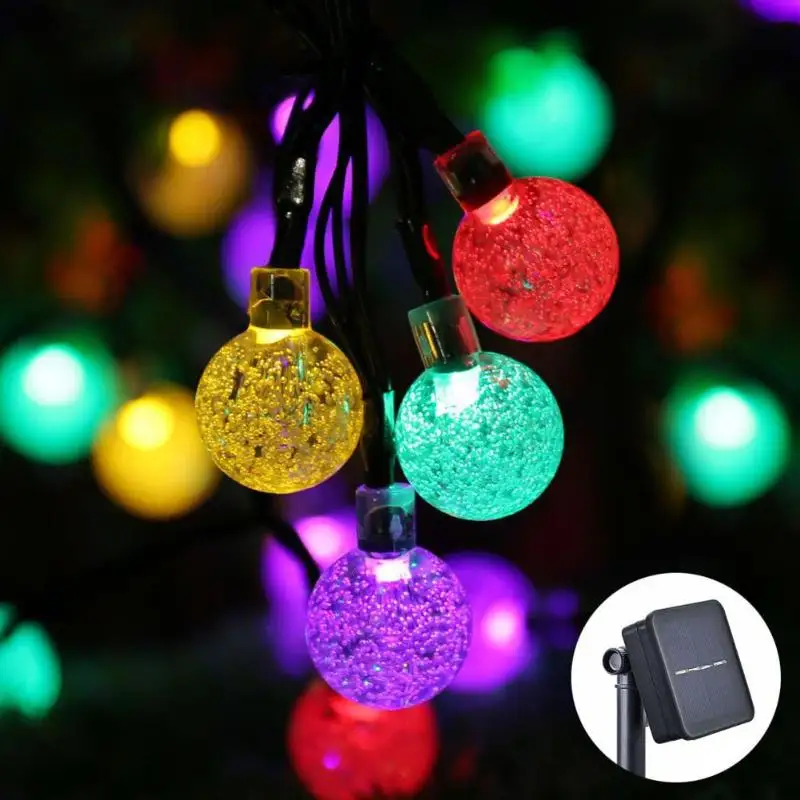 

Solar Crystal Ball Light String Outdoor Garden Fence Fence Rooftop Hallway Decoration String Lamp Christmas Tree Decoration Lamp