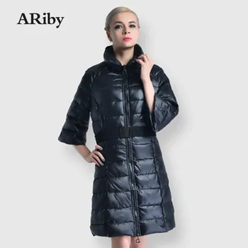 

ARiby Women's Down Cotton Jacket 2019 Winter Simple Women Solid Color Bright Warm Five-point Wide Sleeve Slim Quilted Jacket