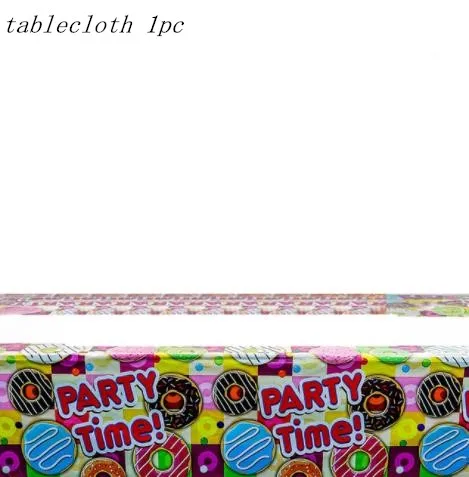 tablecolth 1pcs Вечерние пончики для девочек, украшения на день рождения, Пончик, воздушный шар, баннеры, тарелки, чашка 16th, подарок на свадьбу - Цвет: tablecolth 1pcs