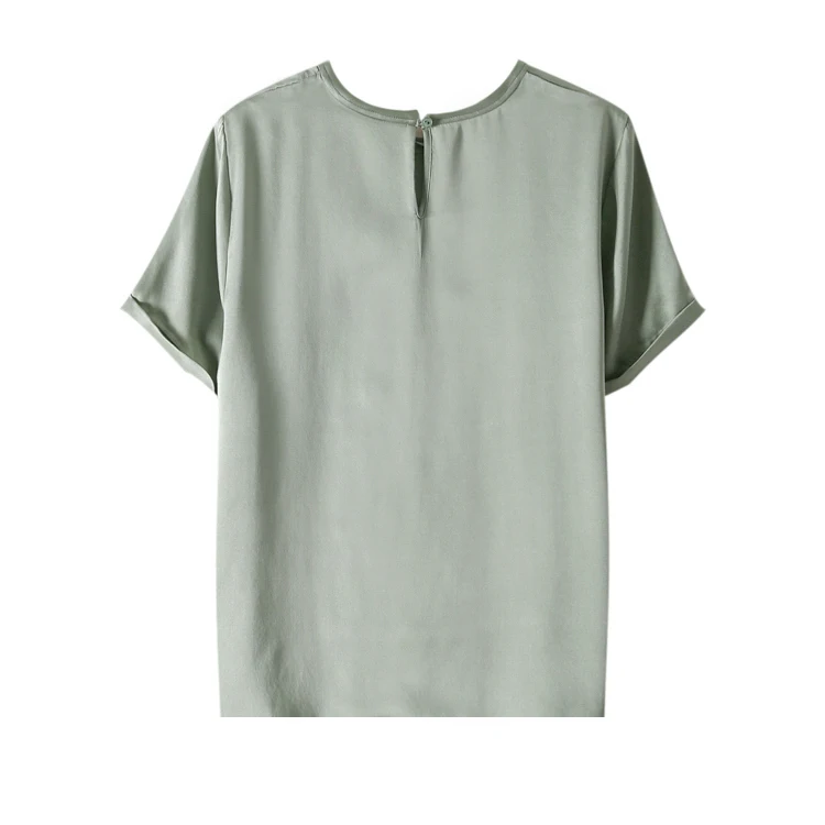 SuyaDream Women Solid T Shirt 100%Silk Satin O Neck Short Sleeves Chic Shirt 2021 Spring Summer White Silk Top SuyaDream Women Solid T Shirt 100%Silk Satin O Neck Short Sleeves Chic Shirt 2021 Spring Summer White Silk Top