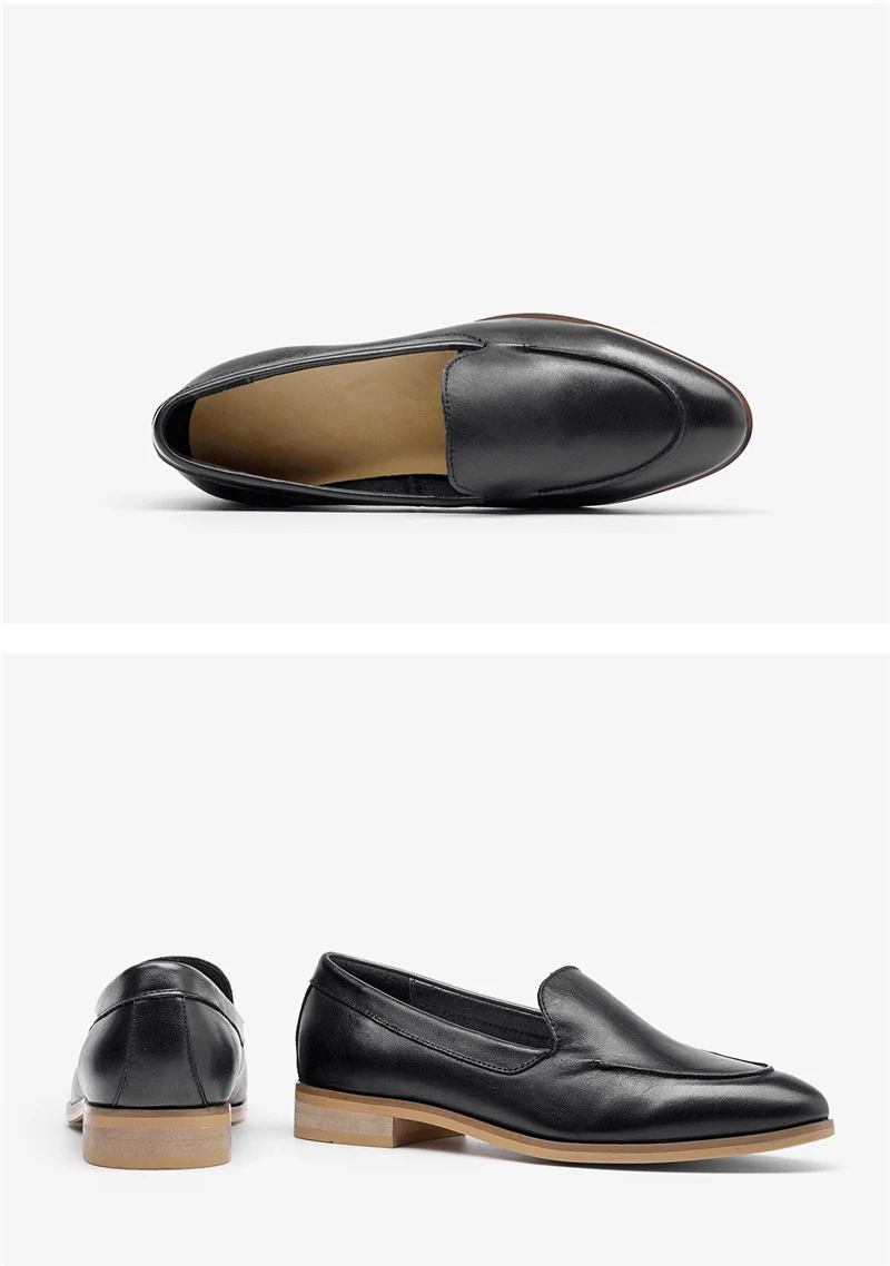 Spring Summer Genuine Leather Women's Loafers New Fashion Pointed Toe Women's Flats Oxfords Singles First Layer Leather Brogues (10)