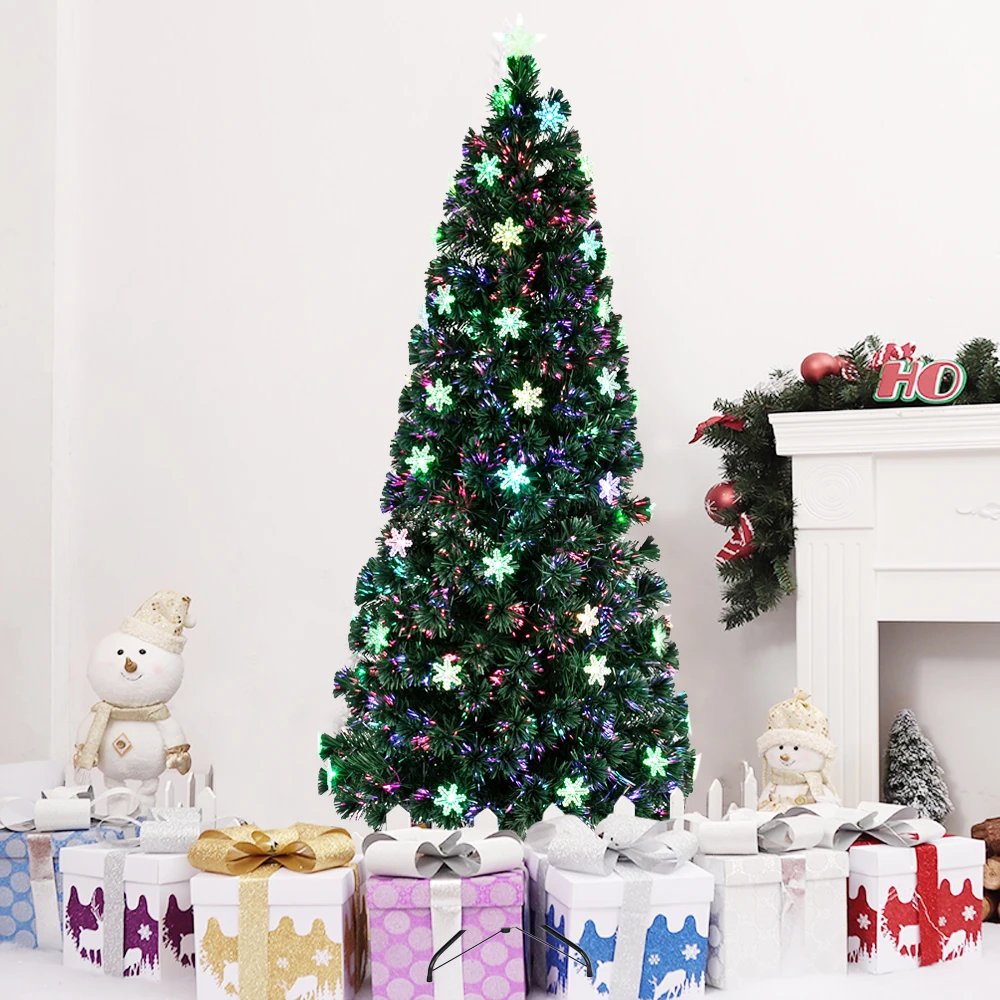 

Merry Christmas Tree 7FT Small Light Fiber Optic Artificial Christmas Tree 290 Branches For New Year Holiday Home Decorations