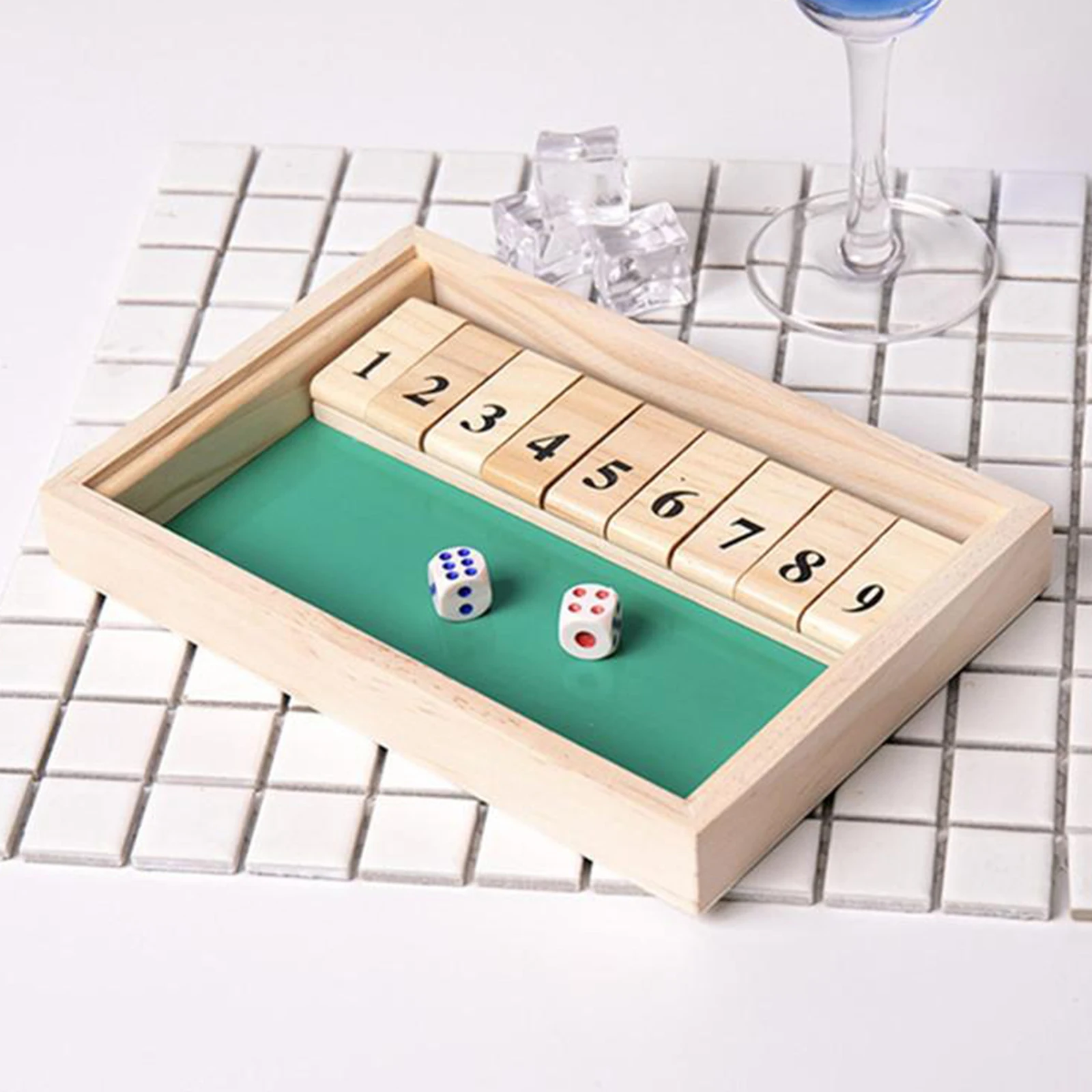 Traditional Classic Deluxe 9 Numbers Wooden Shut the Box Board Game for Kids Adults Friends Club Drinking Toys for 1-2 Player
