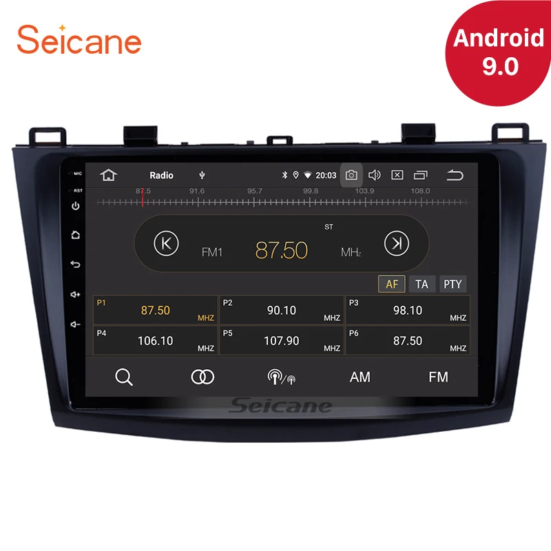 Seicane 9 дюймов Android 9,0 ips Автомобильный GPS Navi мультимедиа плеер для 2009 2010 2011 2012 Mazda 3 Axela стерео блок с Carplay RDS