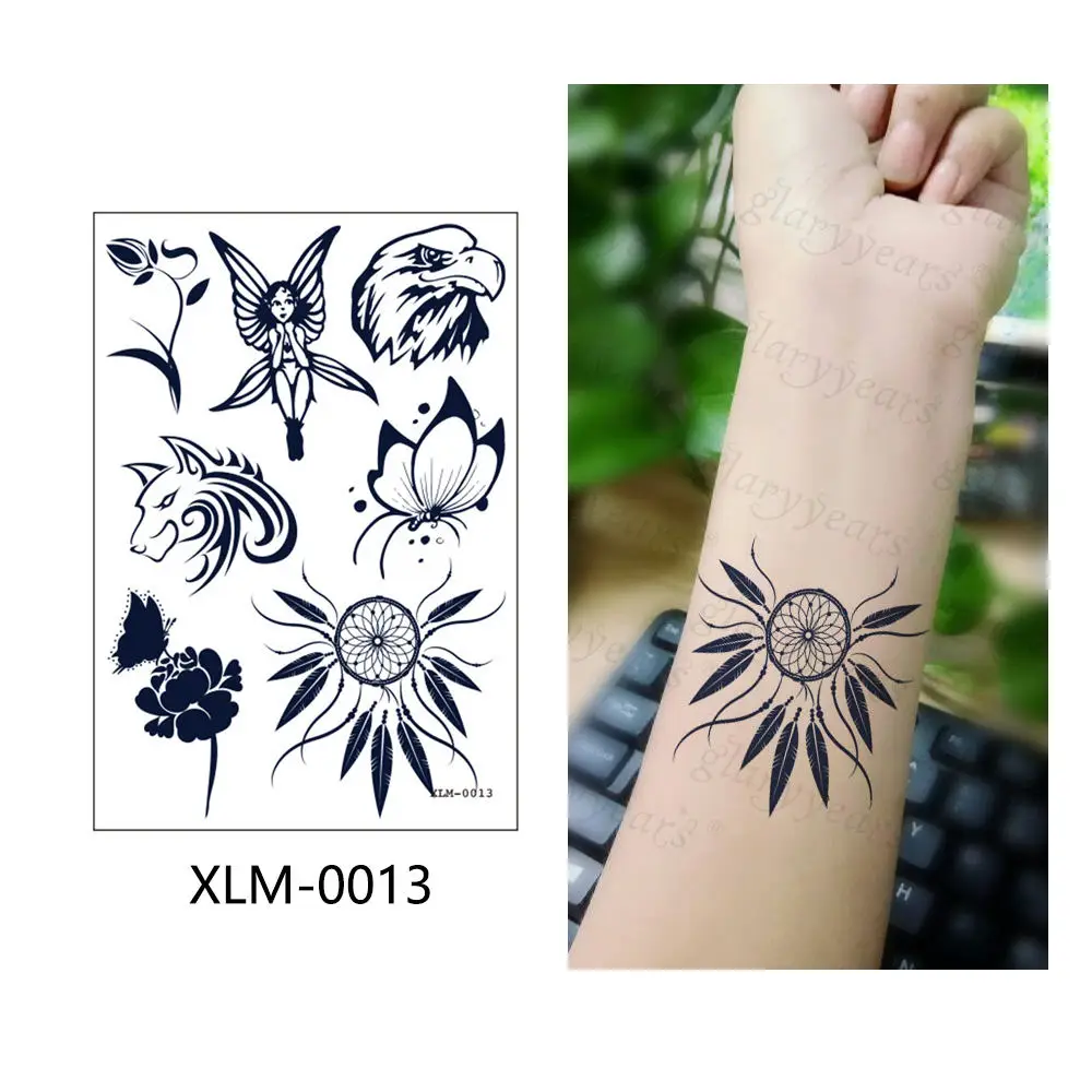 Яркие наклейки для татуировки с надписью «True to Life», водостойкие, боди-арт, гардения, синяя мода, похожие на настоящие татуировки для мужчин и женщин - Цвет: XLM-0013