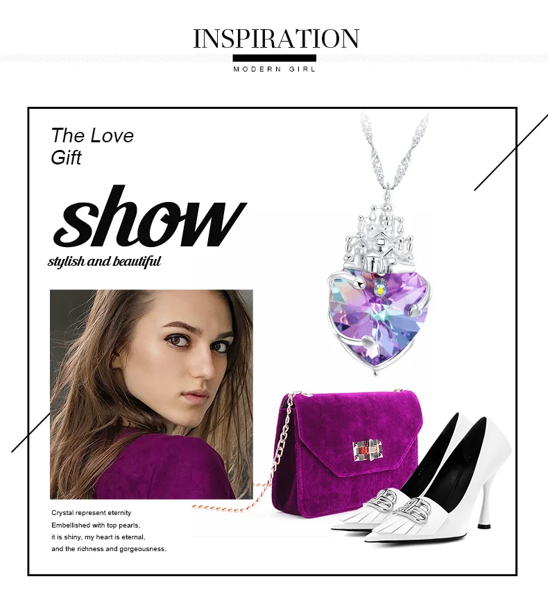 Cdyle, фиолетовое сердце, кристалл от Swarovski, Очаровательное ожерелье, Серебро S925, сказочный замок, ожерелье, женские вечерние ювелирные изделия принцессы