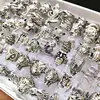 Bulk lots 50pcs Animal Mix Ring Men's Punk Rocker Skull Ring Snake Lion Leopard Dragon Elephant Owl Gecko Eagle Rings Man Gift 4