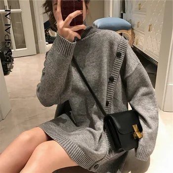 

SHENGPALAE 2020 Autumn And Winter New Women's Sweater Turtleneck Double-breasted Large Size Long-sleeved Knitted Pullover ZT1473