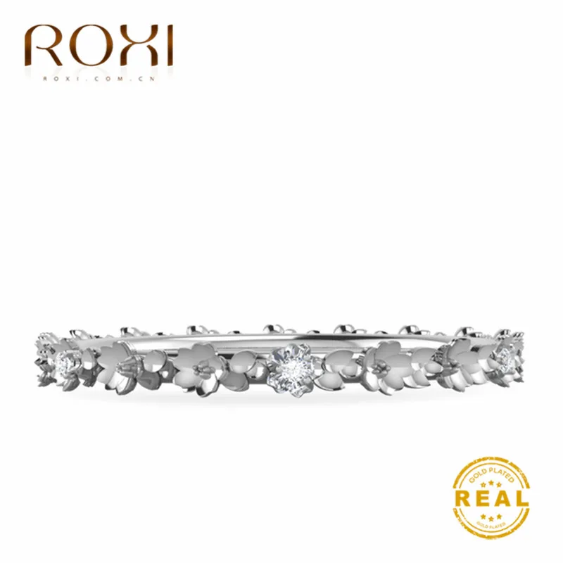 ROXI модные классические свадебные кольца AAA циркон для женщин ювелирные изделия изящное розовое цветочное кольцо лаконичное мини кольцо с кубическим цирконием