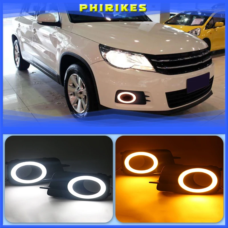 

Дневные ходовые огни DRL для Volkswagen VW Tiguan 2009-2012, противотуманная фара, крышка дневного света, Стайлинг автомобиля, белый дневной свет