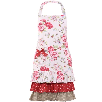 

Adult Cotton Canvas with Flounces Kitchen Home Cooking Apron