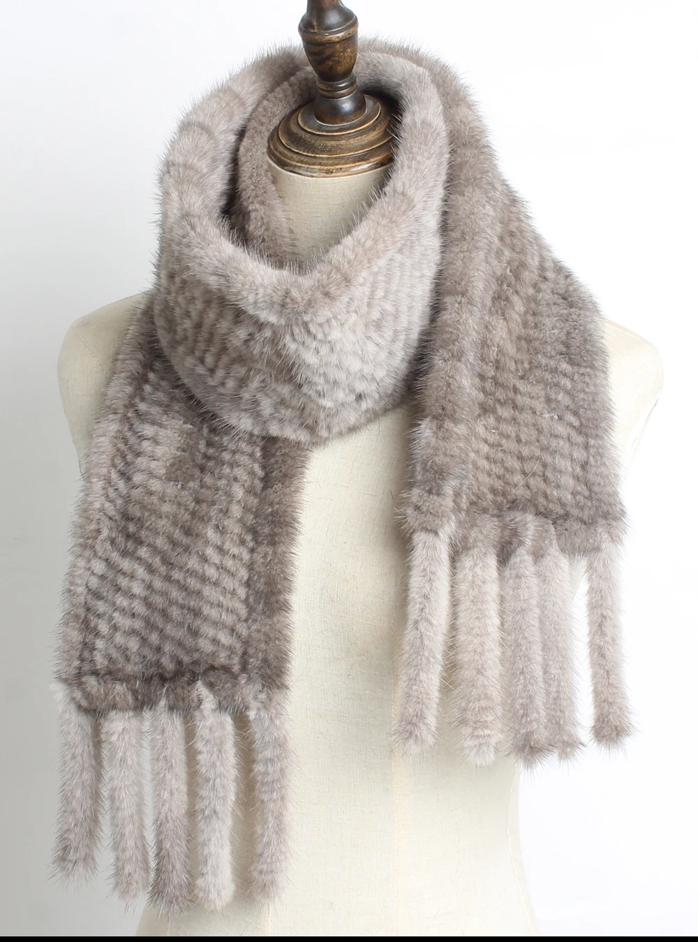Зимние женские вязаные шарфы ручной работы из натурального меха норки, шарф с кисточками из натурального меха норки, шарфы из натурального меха норки