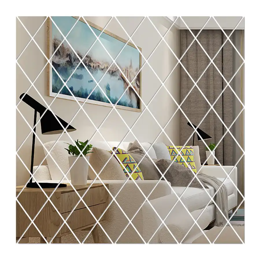 Espelho de parede stckers decoração da sua casa efeito de espelho de diamante adesivos de parede sala de estar quarto decoração da parede 3d decalques