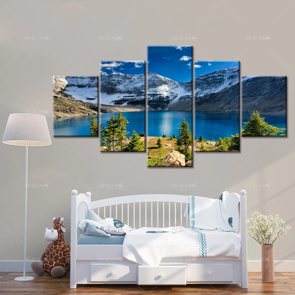 

Moraine Lake 5 Panel/piece HD Print landscape modern Wall posters Canvas Art painting For home living room decoration