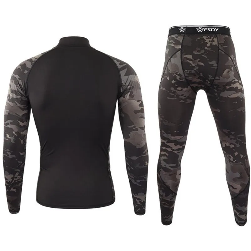 Mens Camouflage Underwear Sets Autumn Winter Thermal Long Johns Sports Fitness Clothing Military Tactical Training Underwear long johns pants