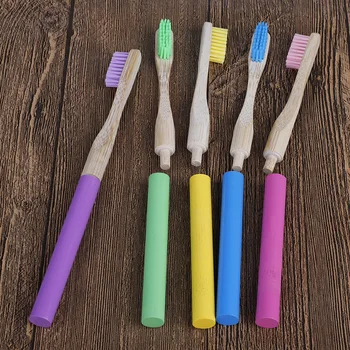

Biodegradable Detachable Bamboo Handle Nylon Medium Bristle Healthy Oral Care Hygiene with 4 Plug-in Replacement Brush Heads