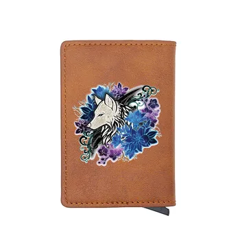 

Unique Wolf in The Flowers Digital Printing Fashion Leather Card Holder Wallet RFID Men Women Short Purse Gift