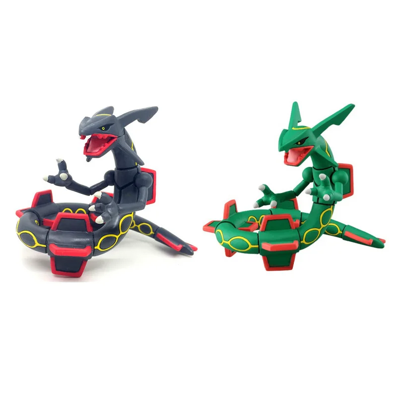 Аниме фигурки героев мультфильмов Rayquaza черного и зеленого цвета 7 см большой