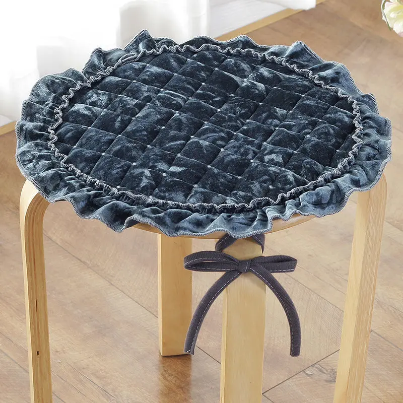 Blue Anti-slip Fluffy Round Seat Cushions Comfortable Home Office Decor Chair Cushion Super Soft Winter Dinning Stool Cushion 5 Sizes - Цвет: Blue