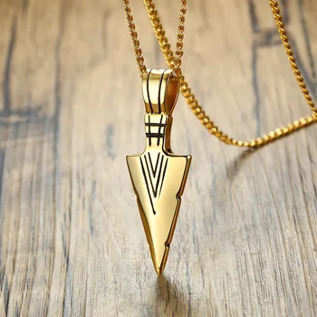 

NHGBFT Cool Mens Spearhead Pendant Necklace Punk Stainless Steel Spirit Tribal Male Pendant Jewelry