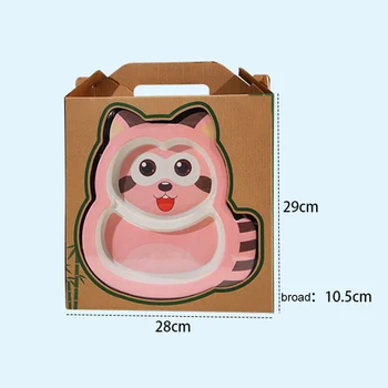 

New 5pc Raccoon Shape Cartoon Feeding Dishes Tableware Dinnerware For Children