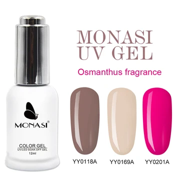 

MONASI UV Gel Nude Color Varnish Long Lasting Soak Off Base Coat and Top Coat DIY Nail Art Design 12ml/pcs