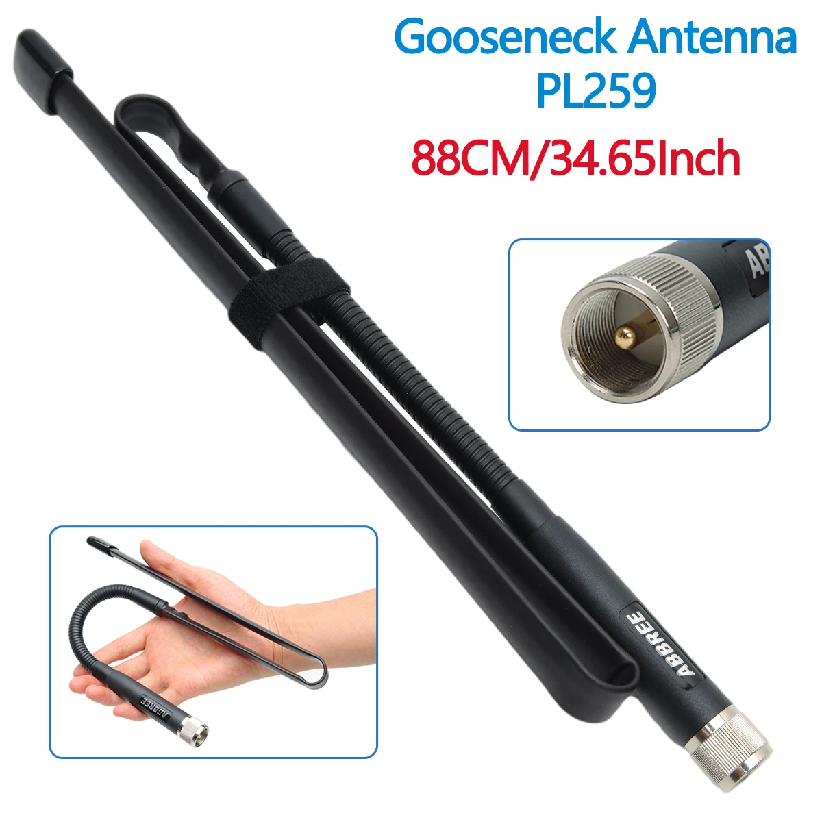 Тактическая антенна ABBREE PL259 гусиная шея СВЧ УВЧ складная для TYT QYT KT-8900D 7900D Leixun 898S