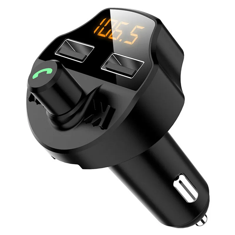 Lovebay Bluetooth 5,0 FM передатчик автомобильный комплект громкой связи беспроводной аудио MP3 плеер TF карта двойной USB 3.1A быстрое зарядное устройство автомобильный адаптер - Тип штекера: Black