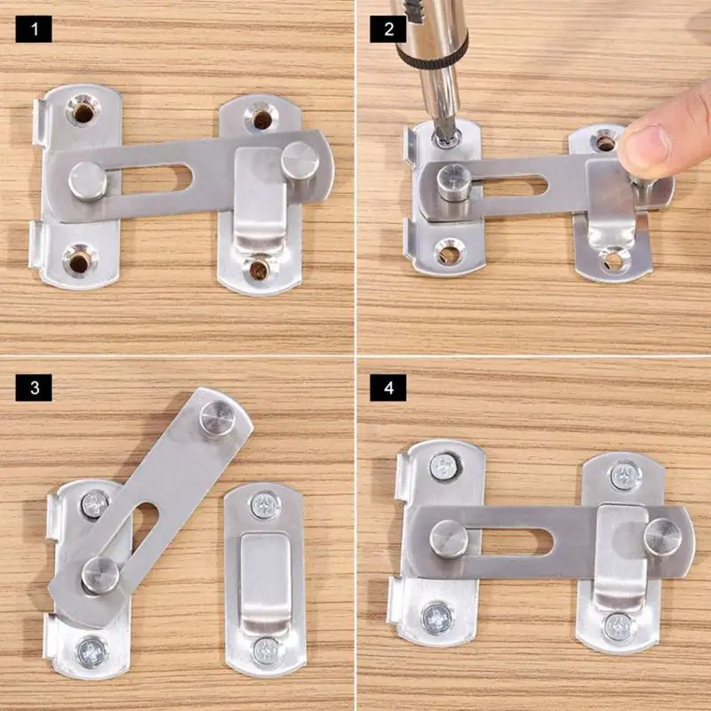 ABSF Stainless Steel Hasp Latch Lock Sliding Door Simple Convenience Window Cabinet Locks For Home Hotel Door Security