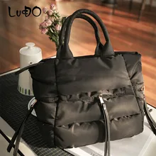 Winter Space Bale Handbags Woman Cotton Totes Bag Down Feather Padded Ladies Feather Soft Women Shoulder Bag Bolsos Mujer