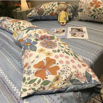 

2020 new pattern 100% cotton summer soft fragmentary flower countryside fitted bed sheet bedding sheet pillowcase quilt cover