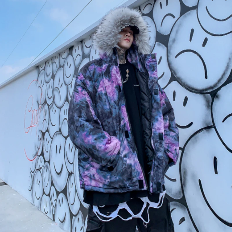 Aelfric граффити хлопок ватник куртки мода харадзюку уличная мужская хип хоп ветровка верхняя одежда пальто с капюшоном
